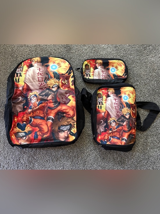 Other - Anime Backpack + Pouches Set in Orange and Black